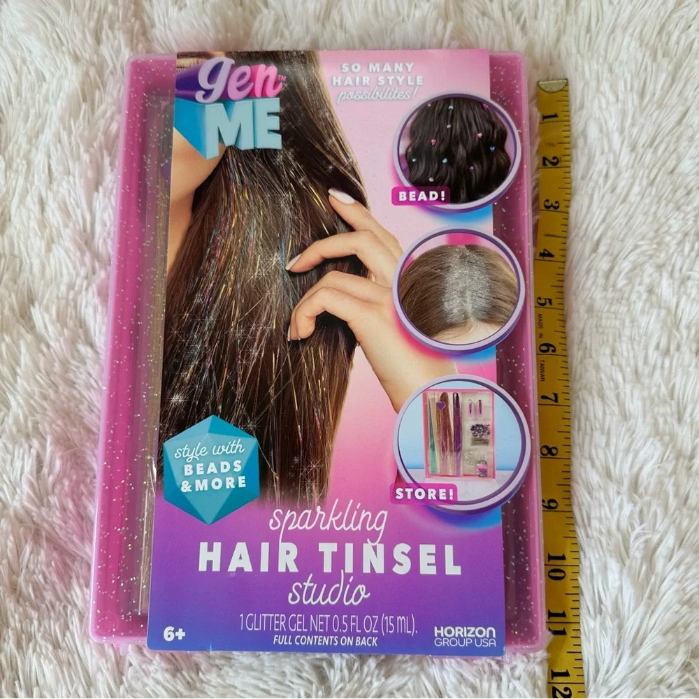 GEN ME Hair Tinsel Studio Kit Sparkly Extensions Beads Glitter Girls NWT